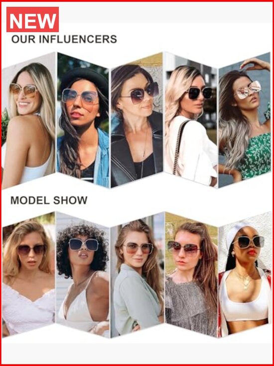 TRENDY OVERSIZED SQUARE SUNGLASSES UV400 PROTECTION LARGE FRAME main image 6